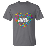 Autism Acceptance T Shirt Love Heart Puzzle Piece Gift