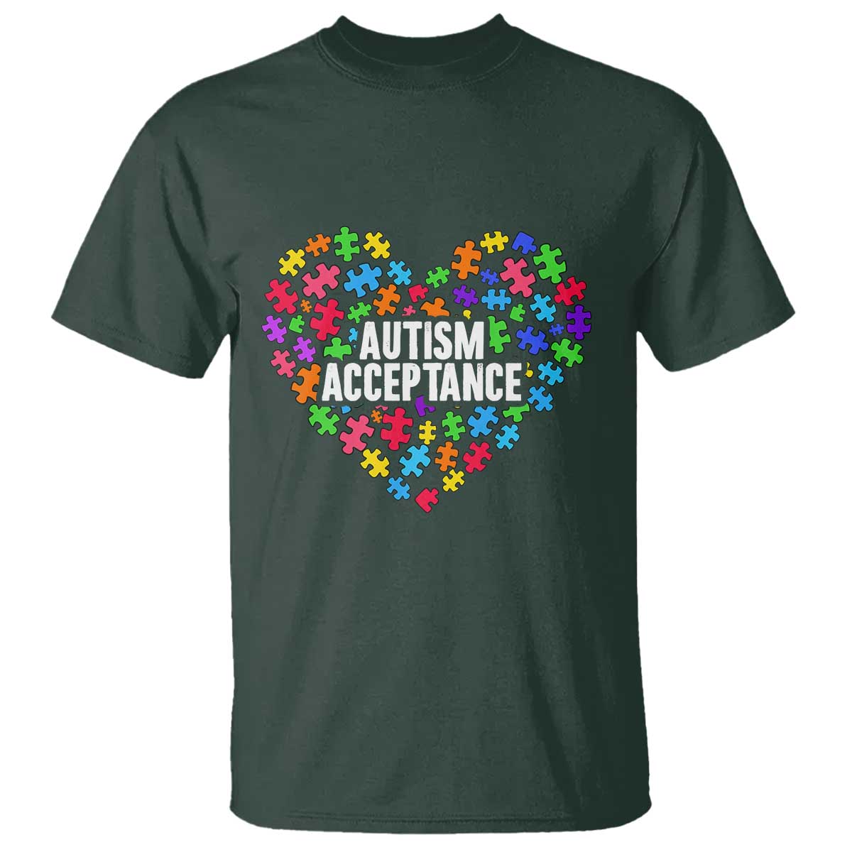Autism Acceptance T Shirt Love Heart Puzzle Piece Gift