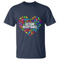 Autism Acceptance T Shirt Love Heart Puzzle Piece Gift