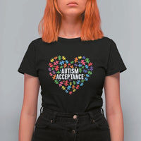 Autism Acceptance T Shirt For Women Love Heart Puzzle Piece Gift