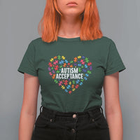Autism Acceptance T Shirt For Women Love Heart Puzzle Piece Gift