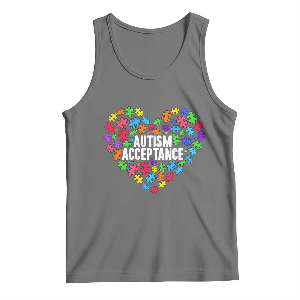 Autism Acceptance Tank Top Love Heart Puzzle Piece Gift