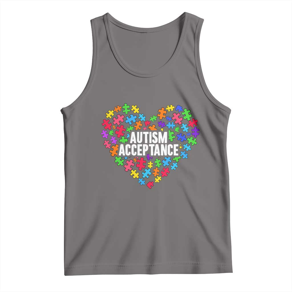 Autism Acceptance Tank Top Love Heart Puzzle Piece Gift
