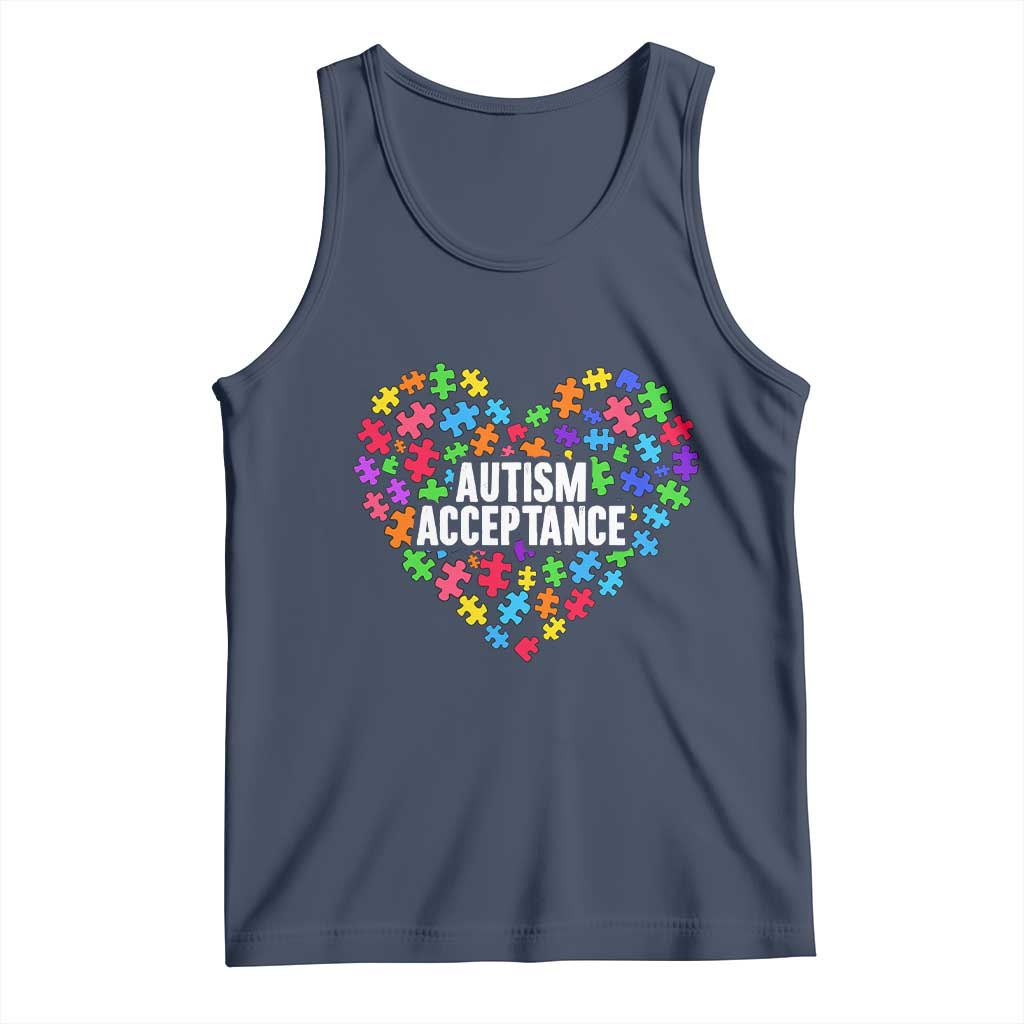 Autism Acceptance Tank Top Love Heart Puzzle Piece Gift