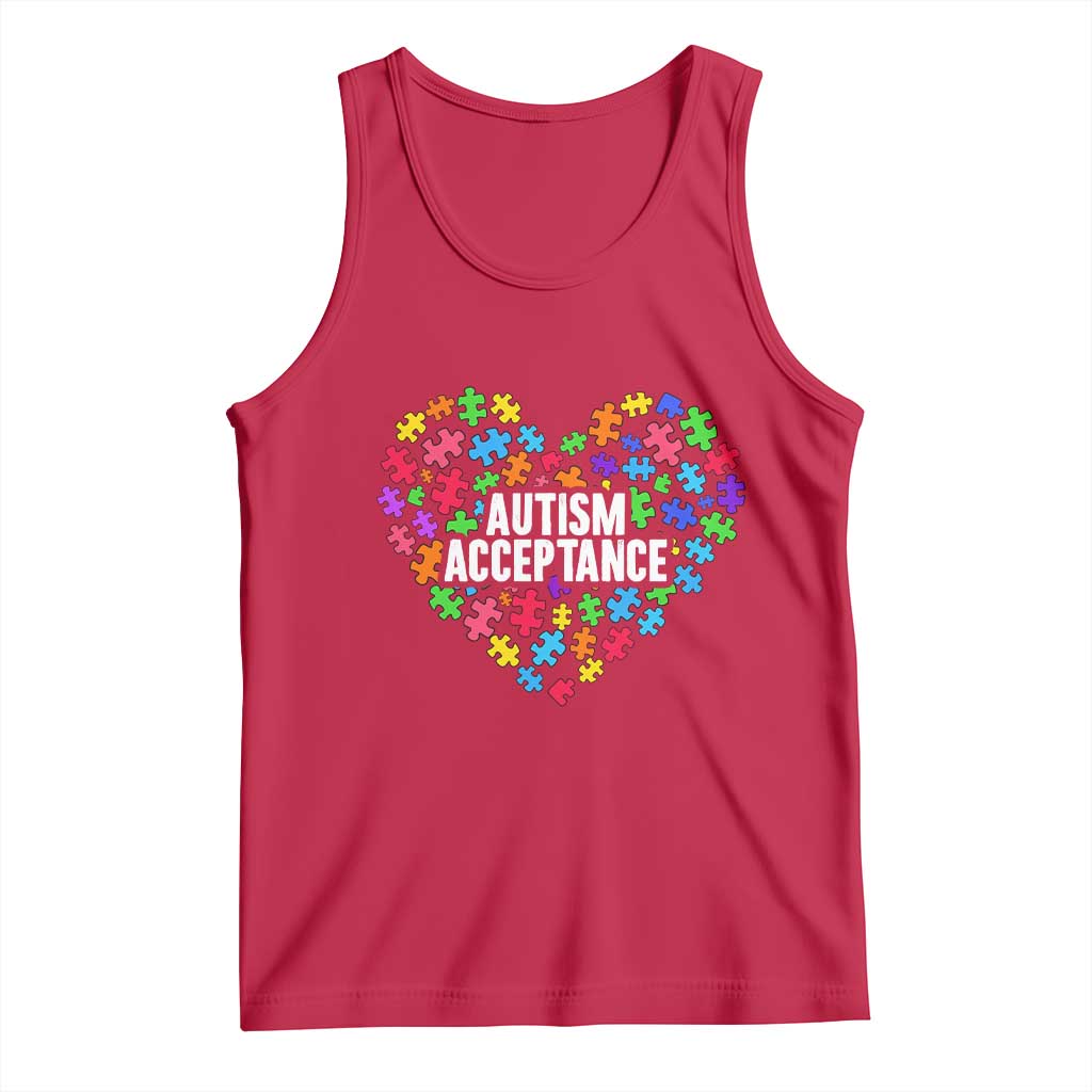 Autism Acceptance Tank Top Love Heart Puzzle Piece Gift