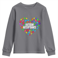 Autism Acceptance Youth Sweatshirt Love Heart Puzzle Piece Gift