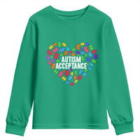 Autism Acceptance Youth Sweatshirt Love Heart Puzzle Piece Gift