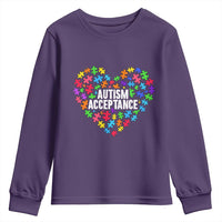 Autism Acceptance Youth Sweatshirt Love Heart Puzzle Piece Gift