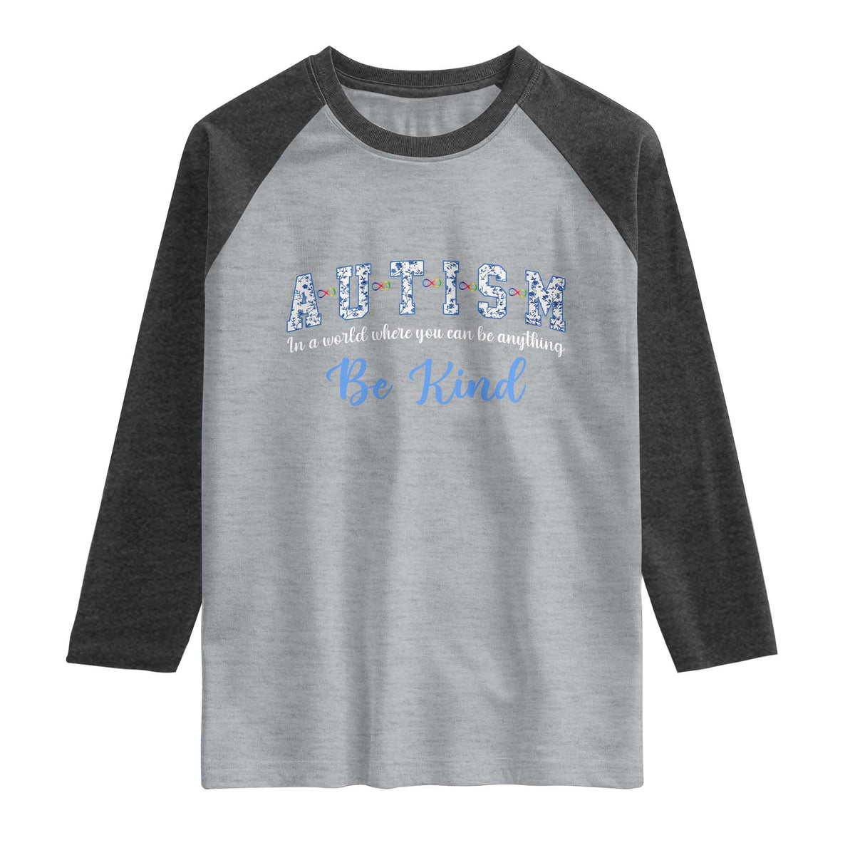 Autism Awareness Raglan Shirt Neurodivergent Pride Infinity Symbol Support