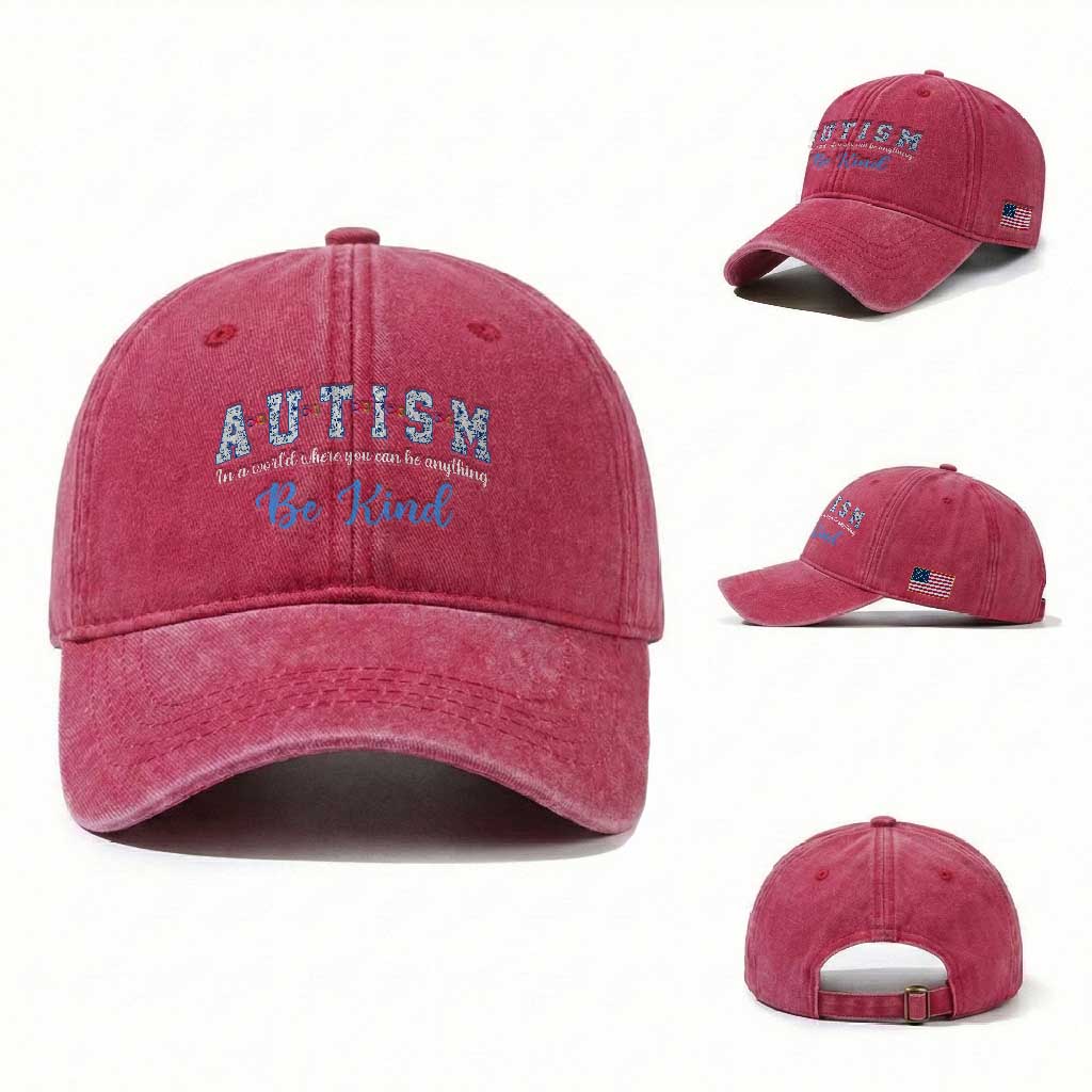 Autism Awareness Washed Cotton Baseball Cap Neurodivergent Pride Infinity Symbol Support