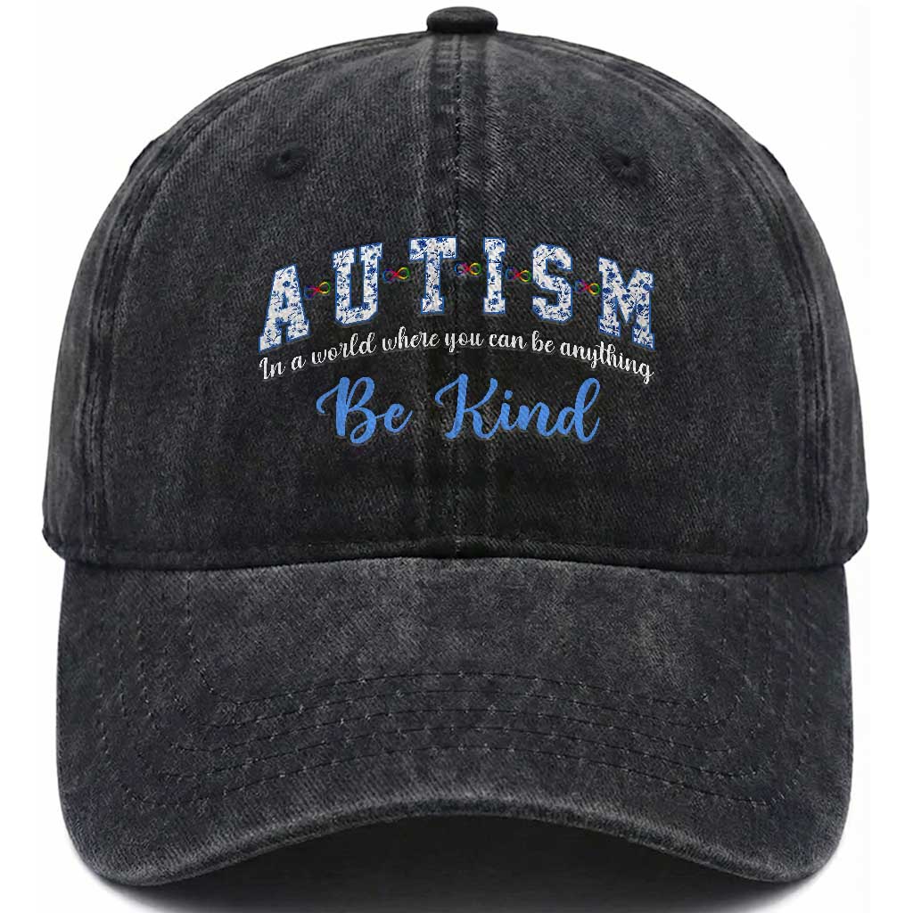 Autism Awareness Washed Cotton Baseball Cap Neurodivergent Pride Infinity Symbol Support