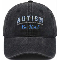 Autism Awareness Washed Cotton Baseball Cap Neurodivergent Pride Infinity Symbol Support
