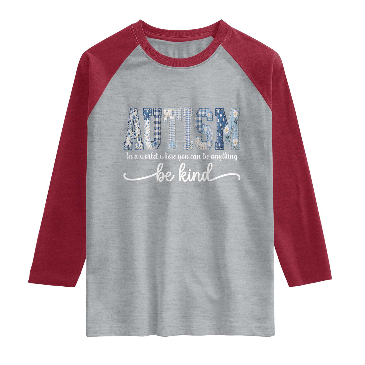 Autism Acceptance Raglan Shirt In A World Where You Can Be Anything Be Kind