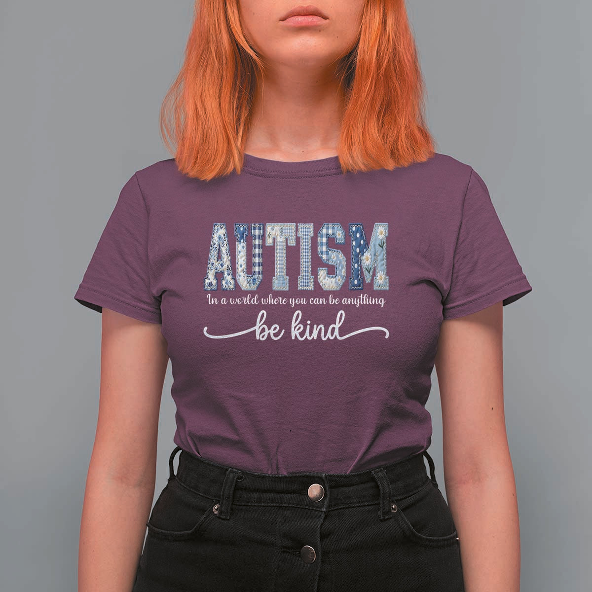 Autism Acceptance T Shirt For Women In A World Where You Can Be Anything Be Kind