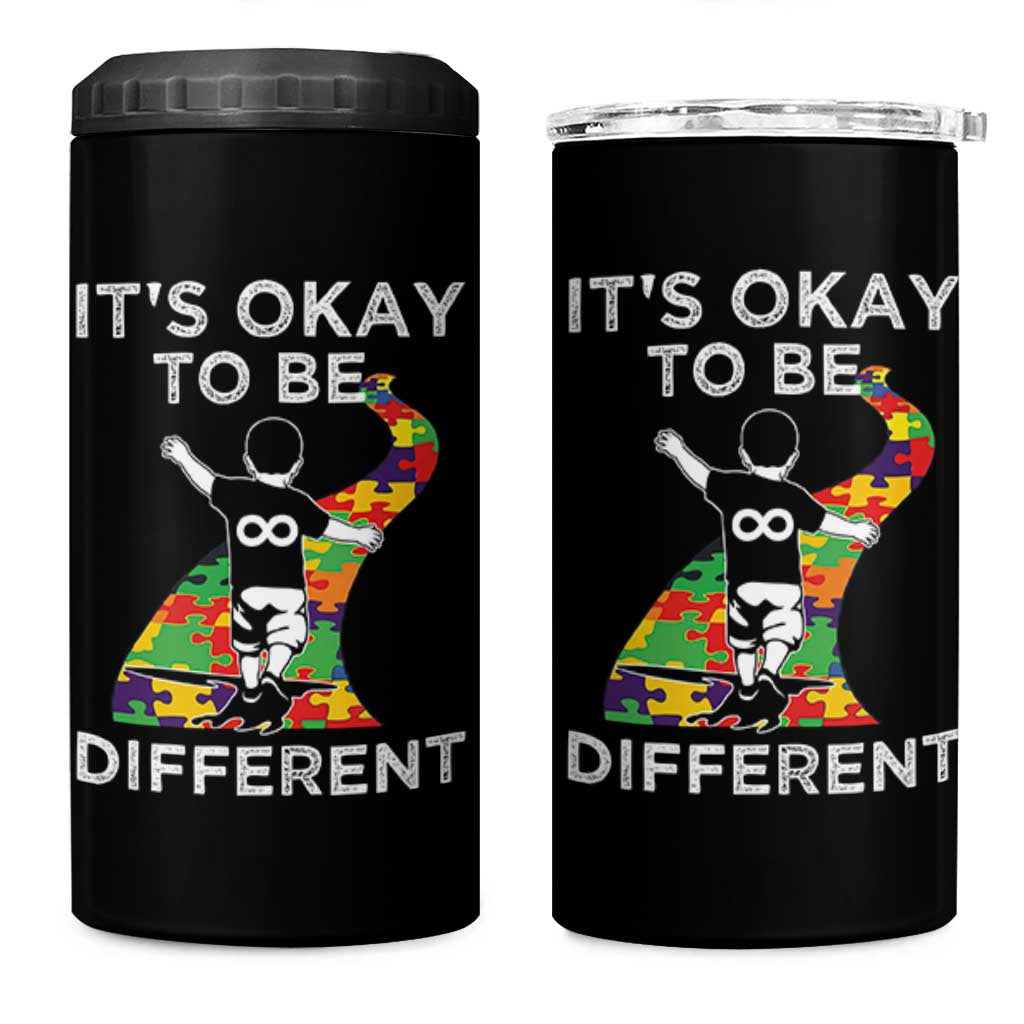 Autism Acceptance 4 in 1 Can Cooler Tumbler It's Okay To Be Different