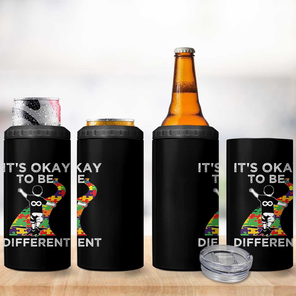 Autism Acceptance 4 in 1 Can Cooler Tumbler It's Okay To Be Different
