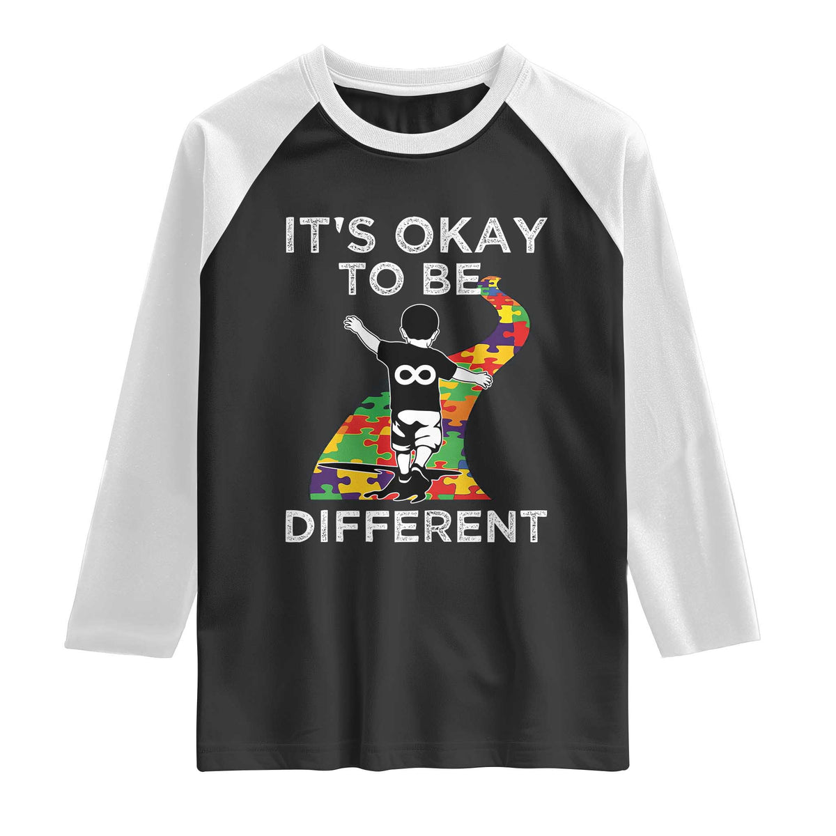Autism Acceptance Raglan Shirt It's Okay To Be Different