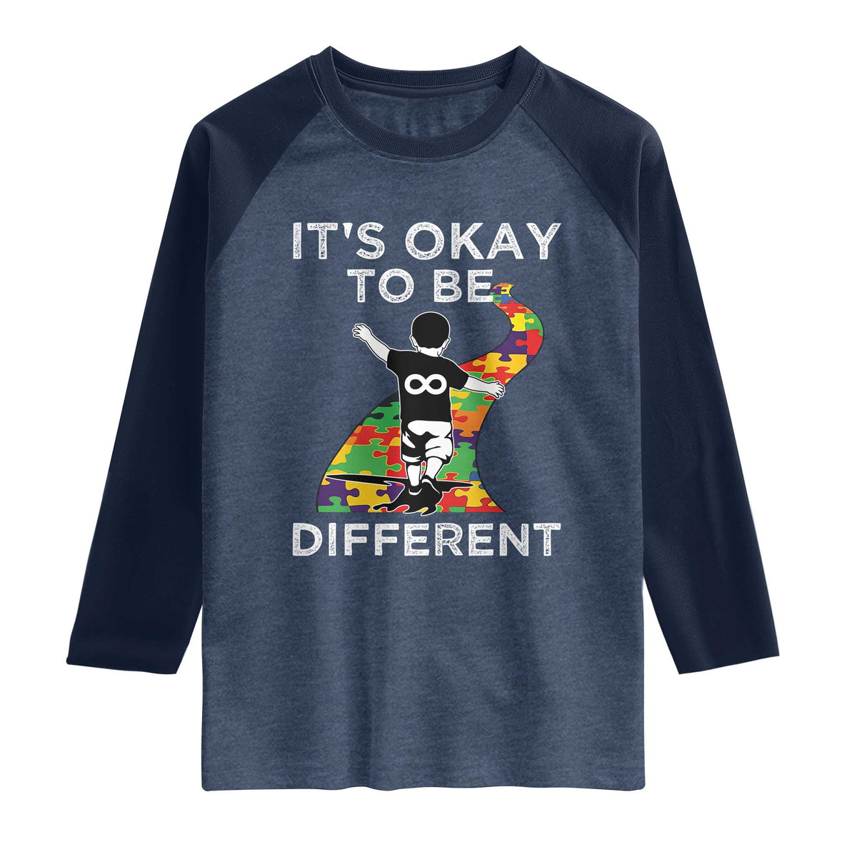 Autism Acceptance Raglan Shirt It's Okay To Be Different