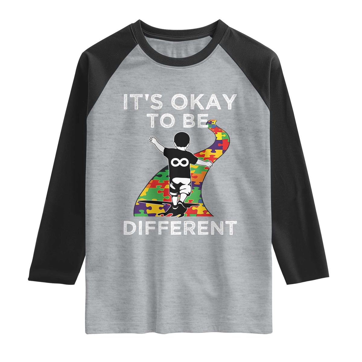 Autism Acceptance Raglan Shirt It's Okay To Be Different