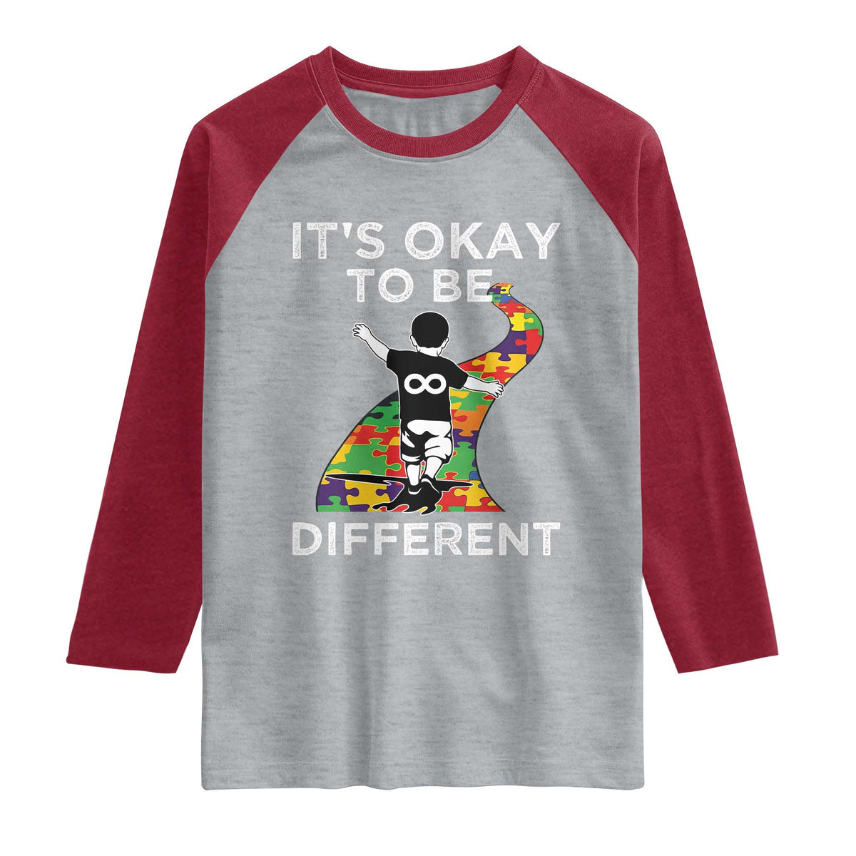 Autism Acceptance Raglan Shirt It's Okay To Be Different