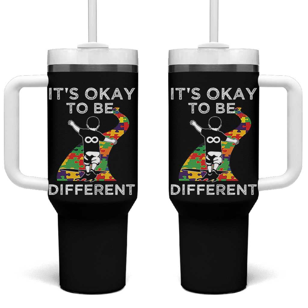 Autism Acceptance Tumbler With Handle It's Okay To Be Different