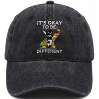 Autism Acceptance Washed Cotton Baseball Cap It's Okay To Be Different
