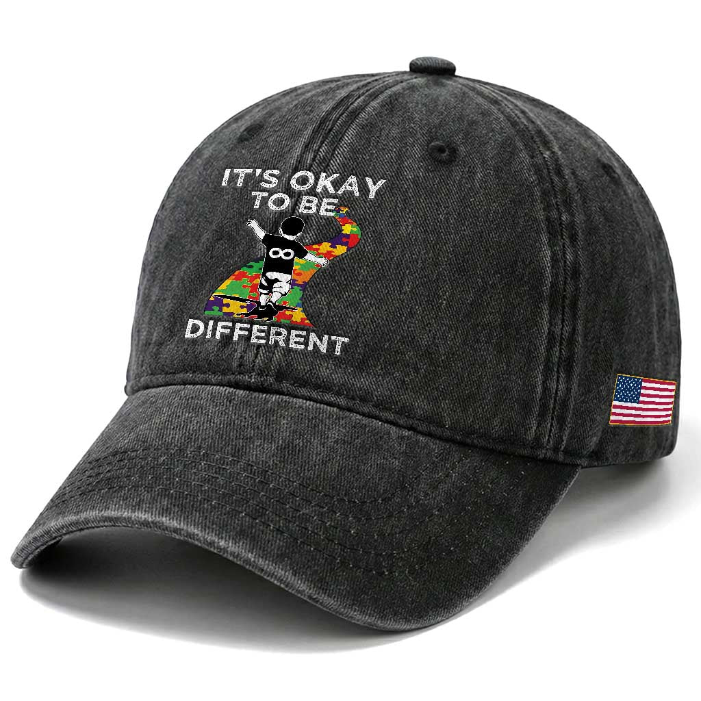 Autism Acceptance Washed Cotton Baseball Cap It's Okay To Be Different