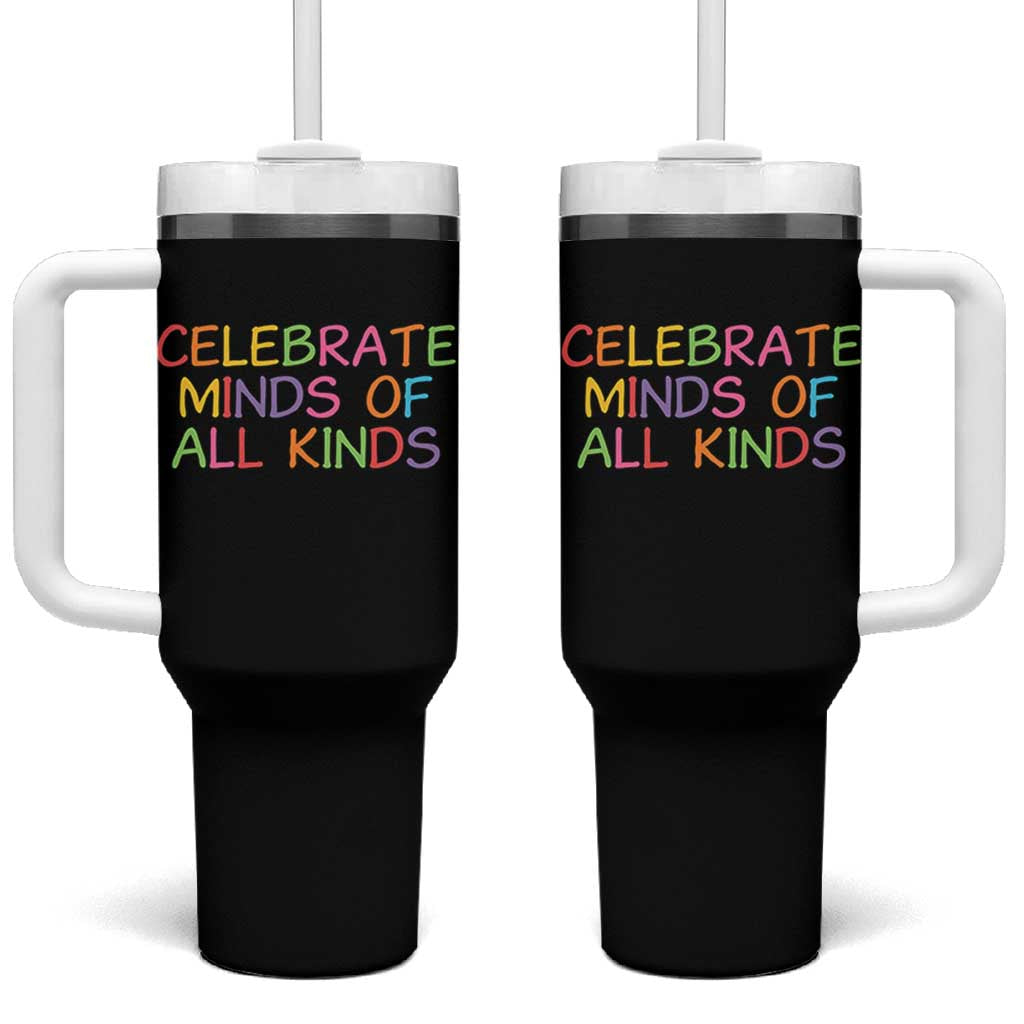 Autism Acceptance Tumbler With Handle Celebrate Minds of All Kinds