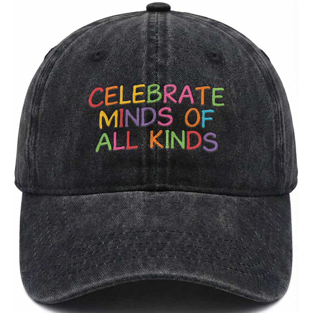 Autism Acceptance Washed Cotton Baseball Cap Celebrate Minds of All Kinds