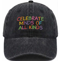 Autism Acceptance Washed Cotton Baseball Cap Celebrate Minds of All Kinds