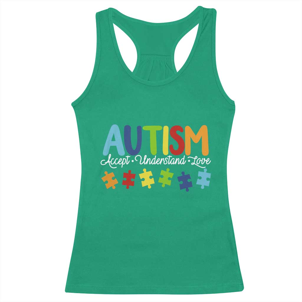 Autism Acceptance Racerback Tank Top Accept Understand Love Special Education Teacher Gift