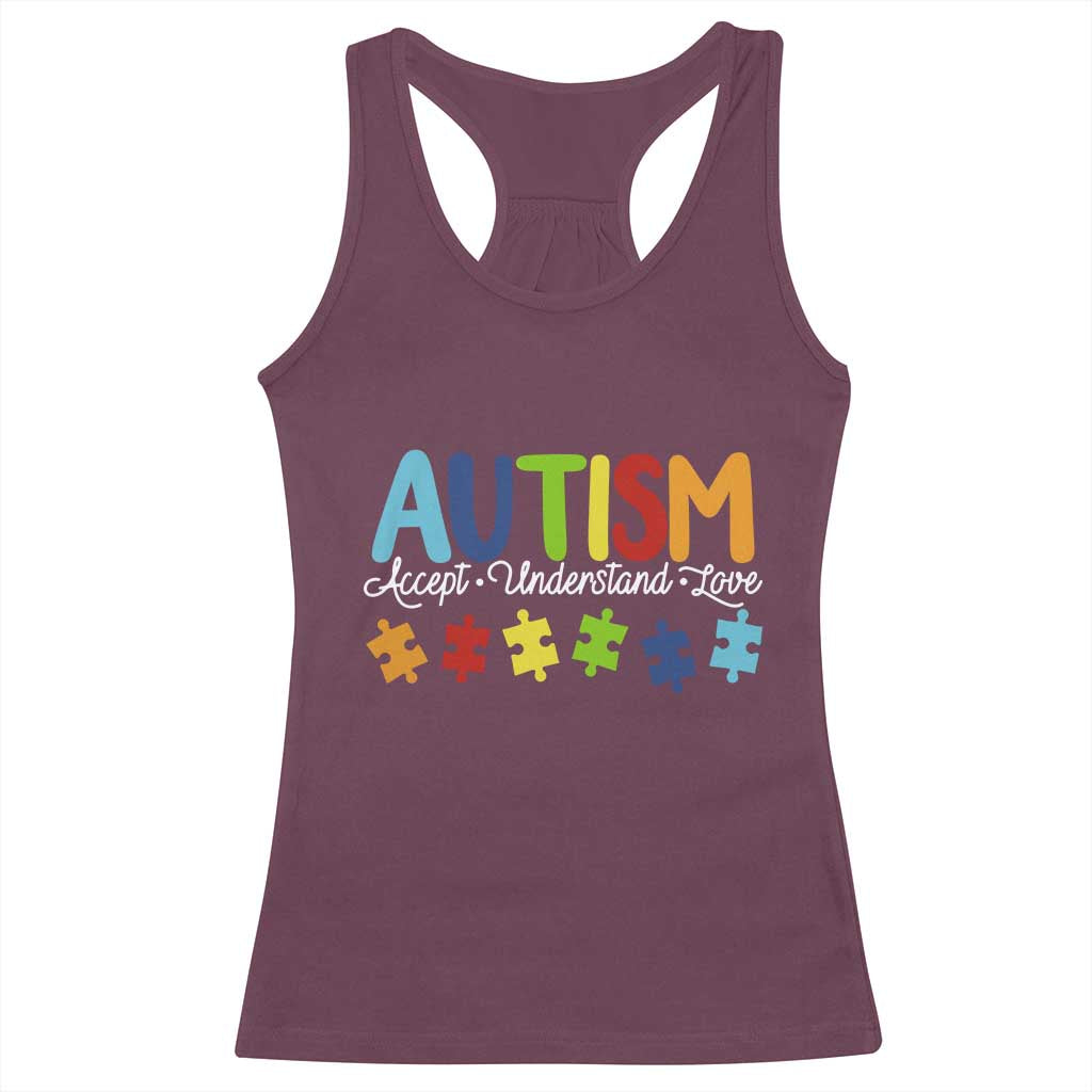 Autism Acceptance Racerback Tank Top Accept Understand Love Special Education Teacher Gift