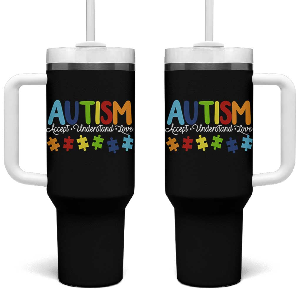 Autism Acceptance Tumbler With Handle Accept Understand Love Special Education Teacher Gift