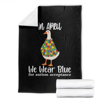 Funny Silly Goose Neurodivergent Support Throw Blanket In April We Wear Blue For Autism Acceptance