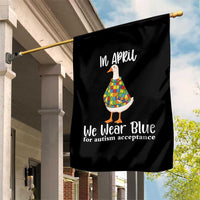 Funny Silly Goose Neurodivergent Support Garden Flag In April We Wear Blue For Autism Acceptance