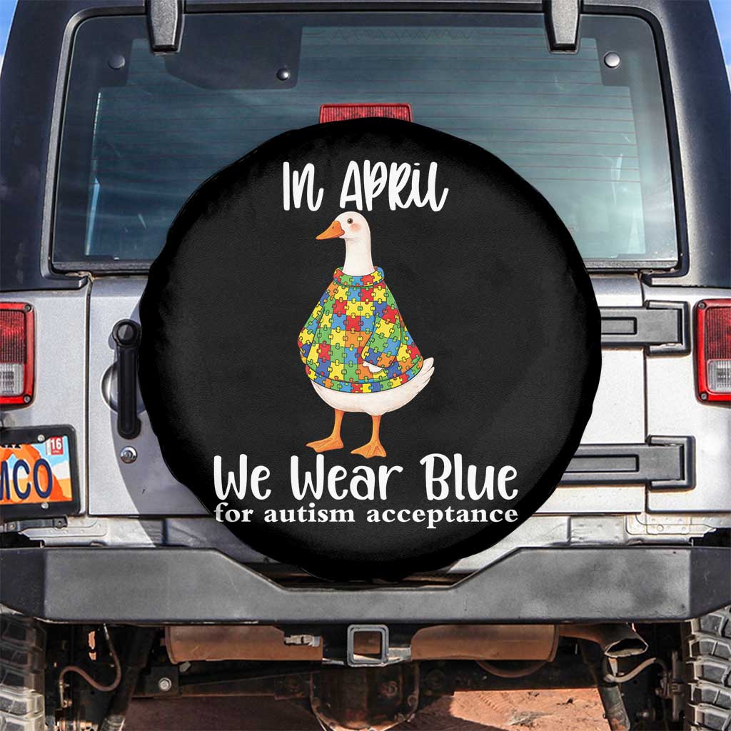 Funny Silly Goose Neurodivergent Support Spare Tire Cover In April We Wear Blue For Autism Acceptance