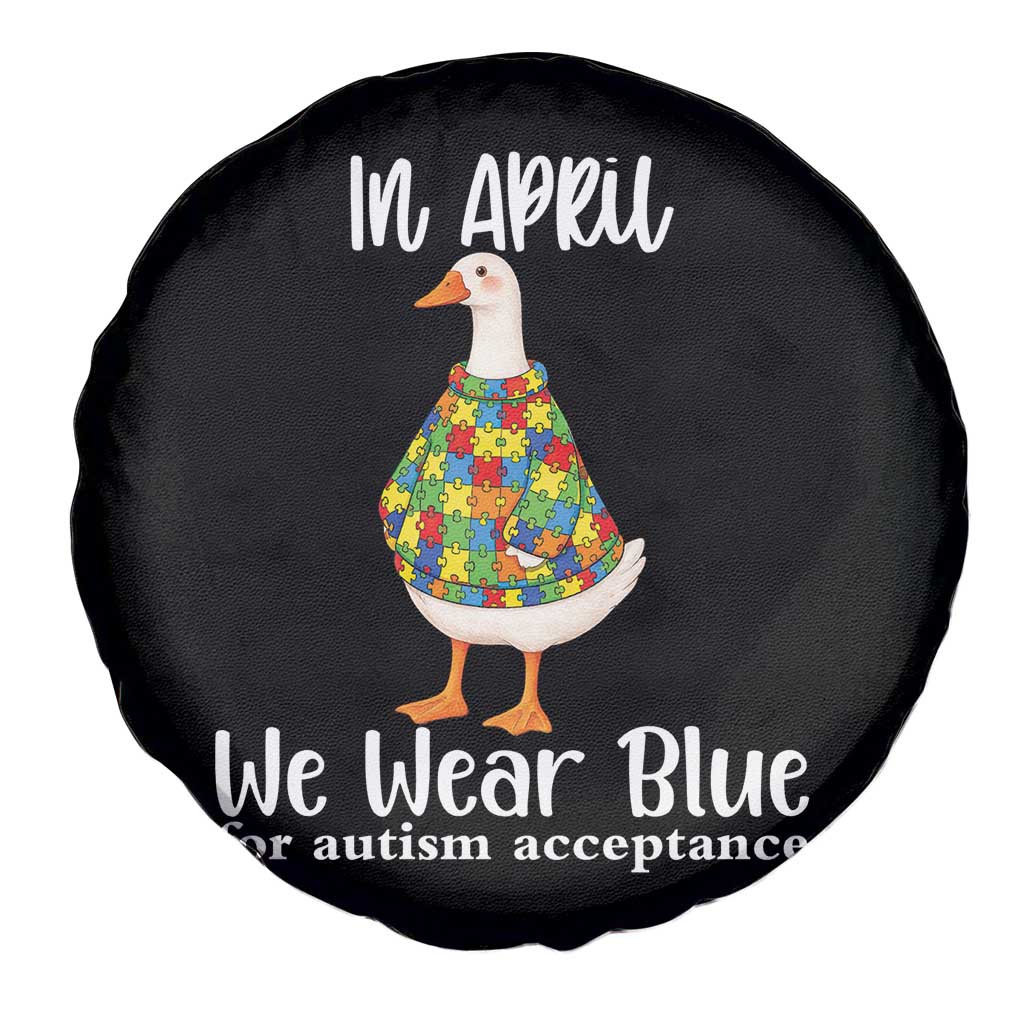 Funny Silly Goose Neurodivergent Support Spare Tire Cover In April We Wear Blue For Autism Acceptance