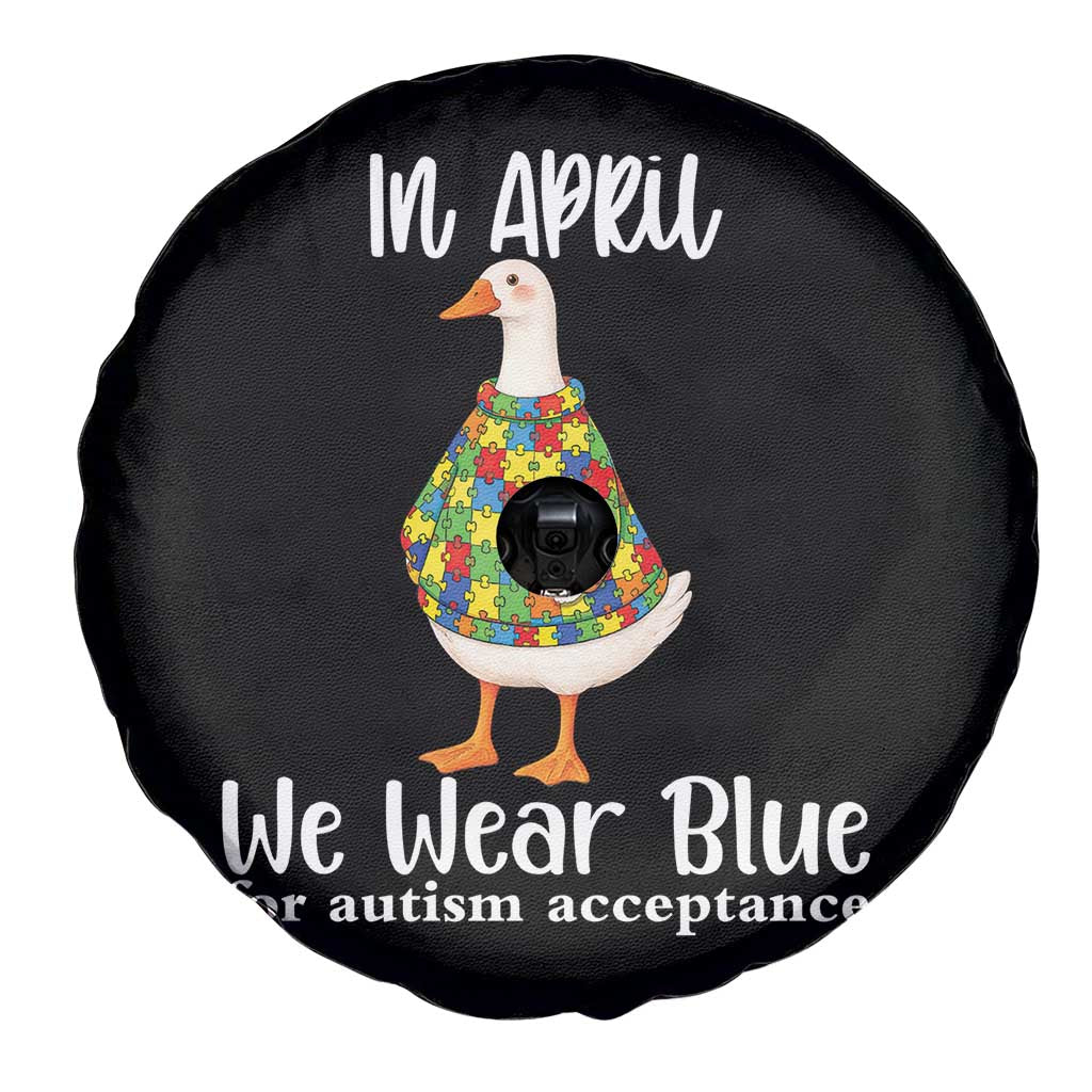 Funny Silly Goose Neurodivergent Support Spare Tire Cover In April We Wear Blue For Autism Acceptance