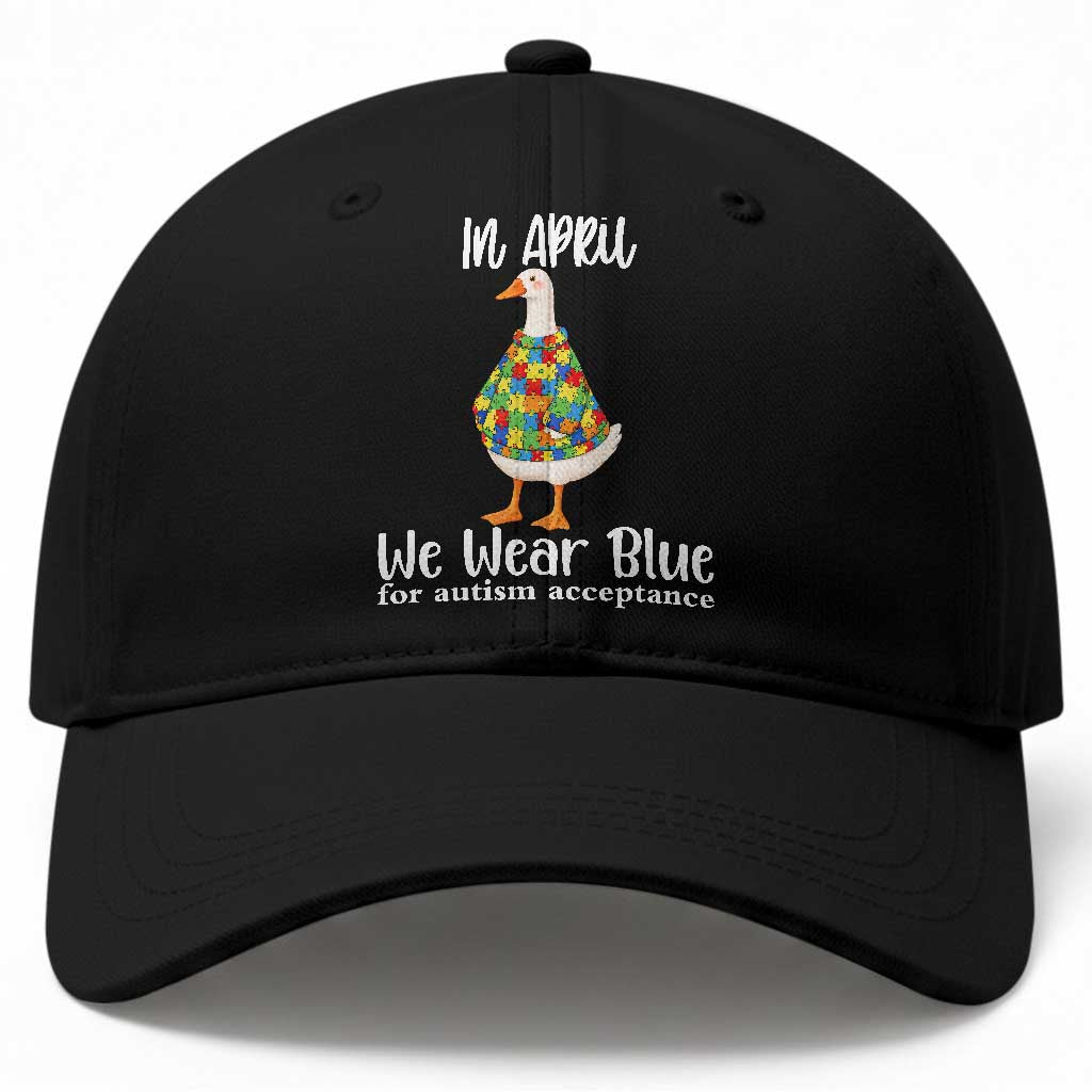 Funny Silly Goose Neurodivergent Support Baseball Cap In April We Wear Blue For Autism Acceptance