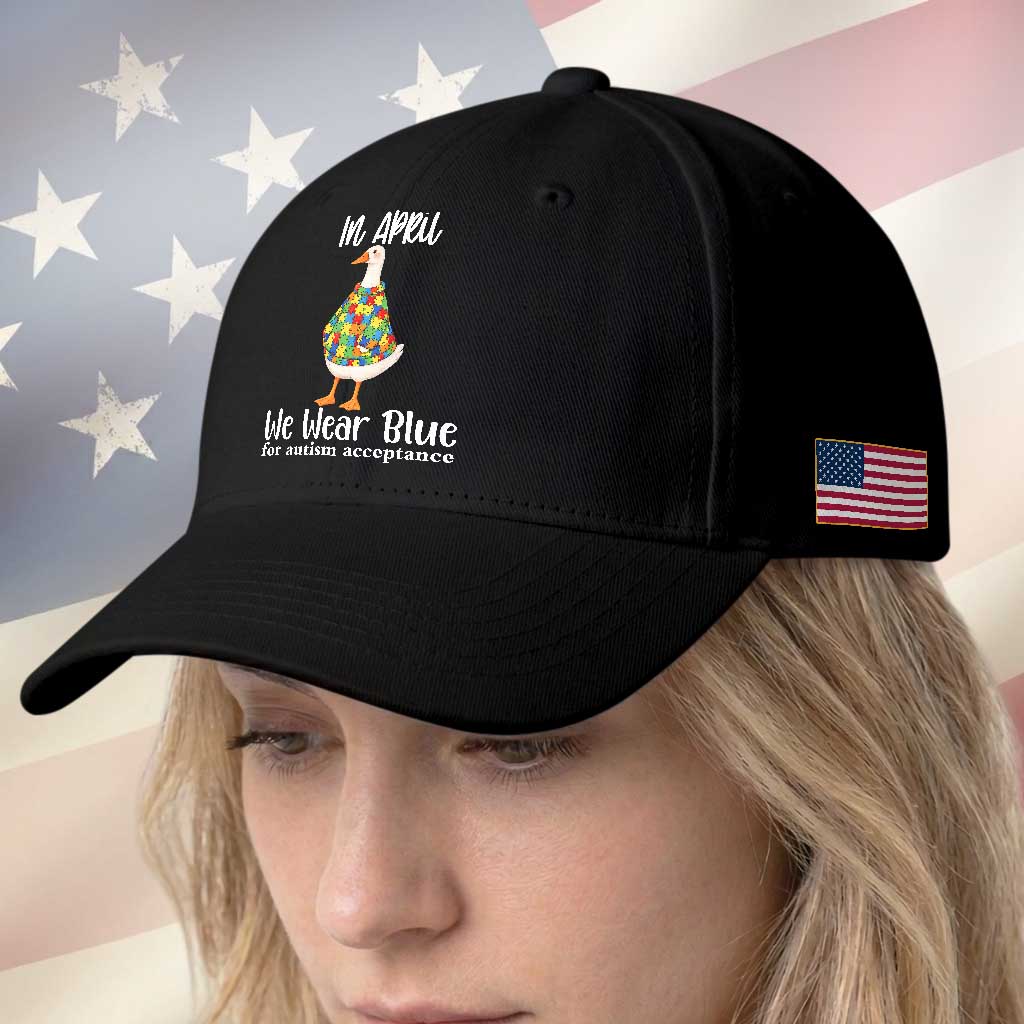 Funny Silly Goose Neurodivergent Support Baseball Cap In April We Wear Blue For Autism Acceptance