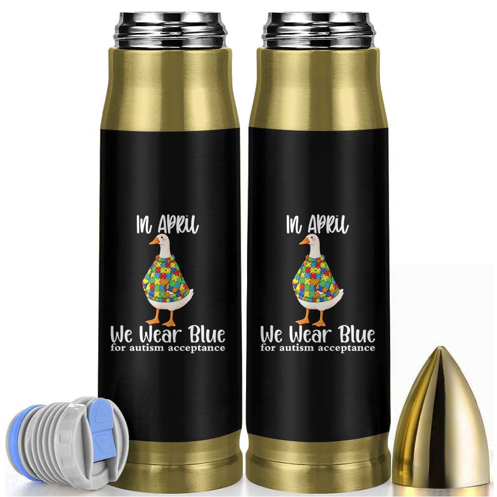Funny Silly Goose Neurodivergent Support Bullet Tumbler In April We Wear Blue For Autism Acceptance