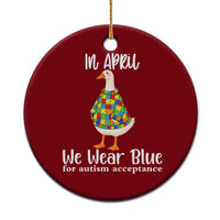 Funny Silly Goose Neurodivergent Support Ceramic Ornament In April We Wear Blue For Autism Acceptance