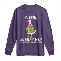 Funny Silly Goose Neurodivergent Support Long Sleeve Shirt In April We Wear Blue For Autism Acceptance