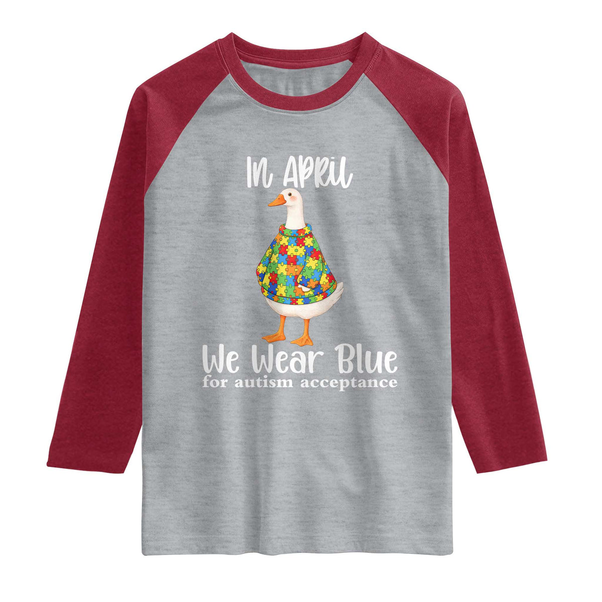 Funny Silly Goose Neurodivergent Support Raglan Shirt In April We Wear Blue For Autism Acceptance