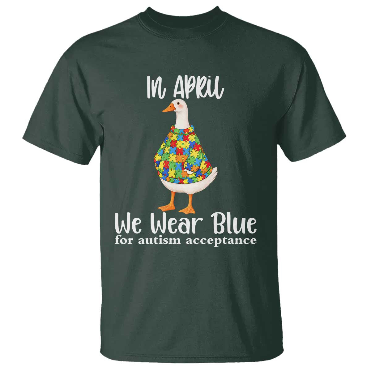 Funny Silly Goose Neurodivergent Support T Shirt In April We Wear Blue For Autism Acceptance