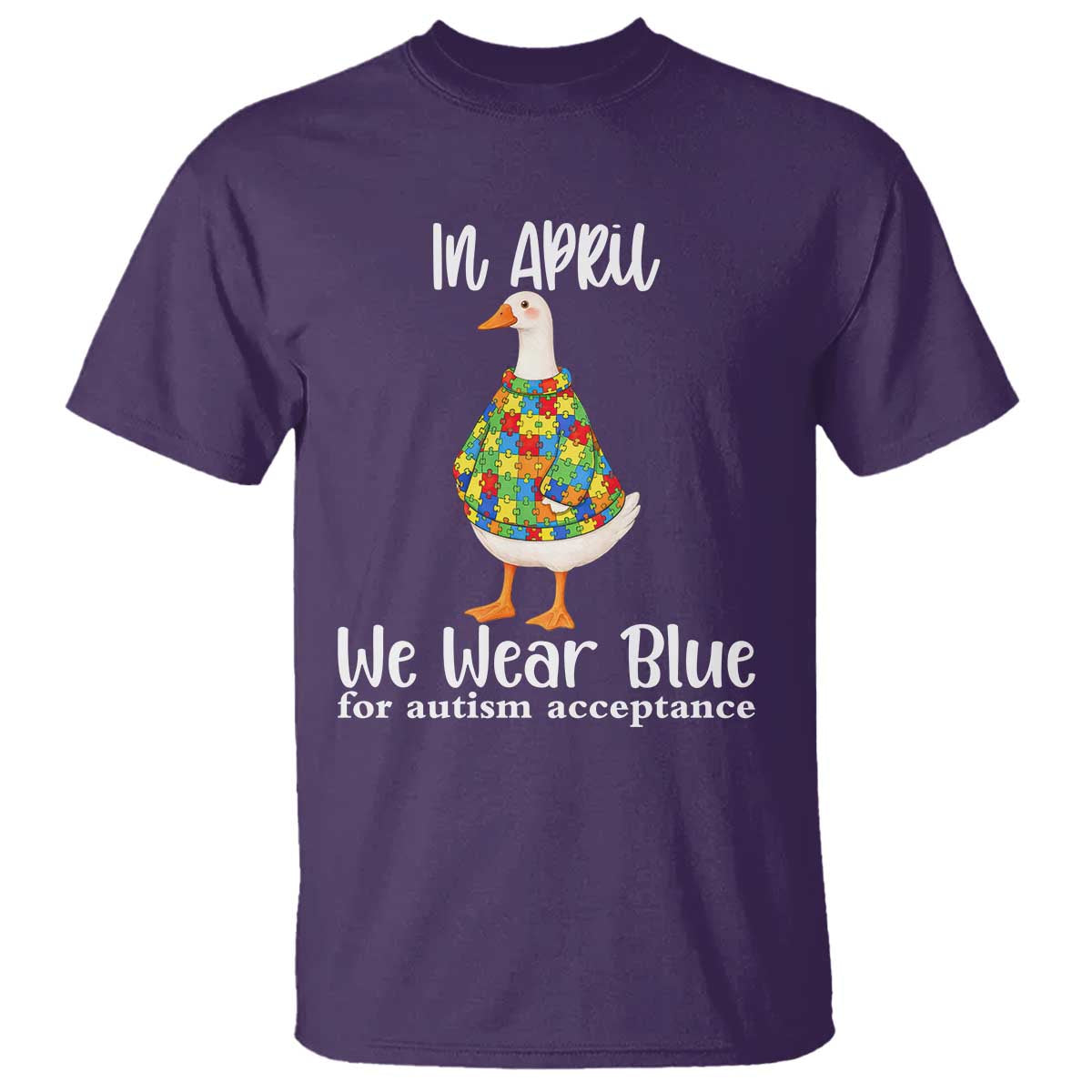 Funny Silly Goose Neurodivergent Support T Shirt In April We Wear Blue For Autism Acceptance