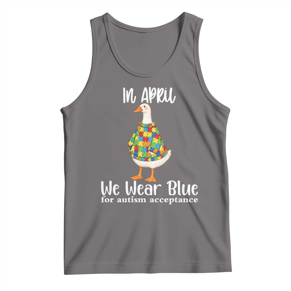 Funny Silly Goose Neurodivergent Support Tank Top In April We Wear Blue For Autism Acceptance