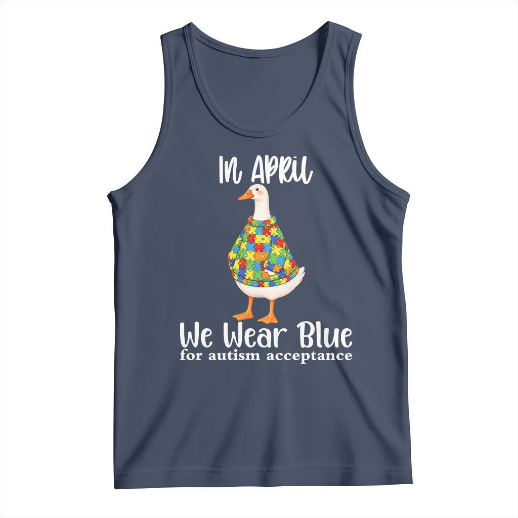 Funny Silly Goose Neurodivergent Support Tank Top In April We Wear Blue For Autism Acceptance