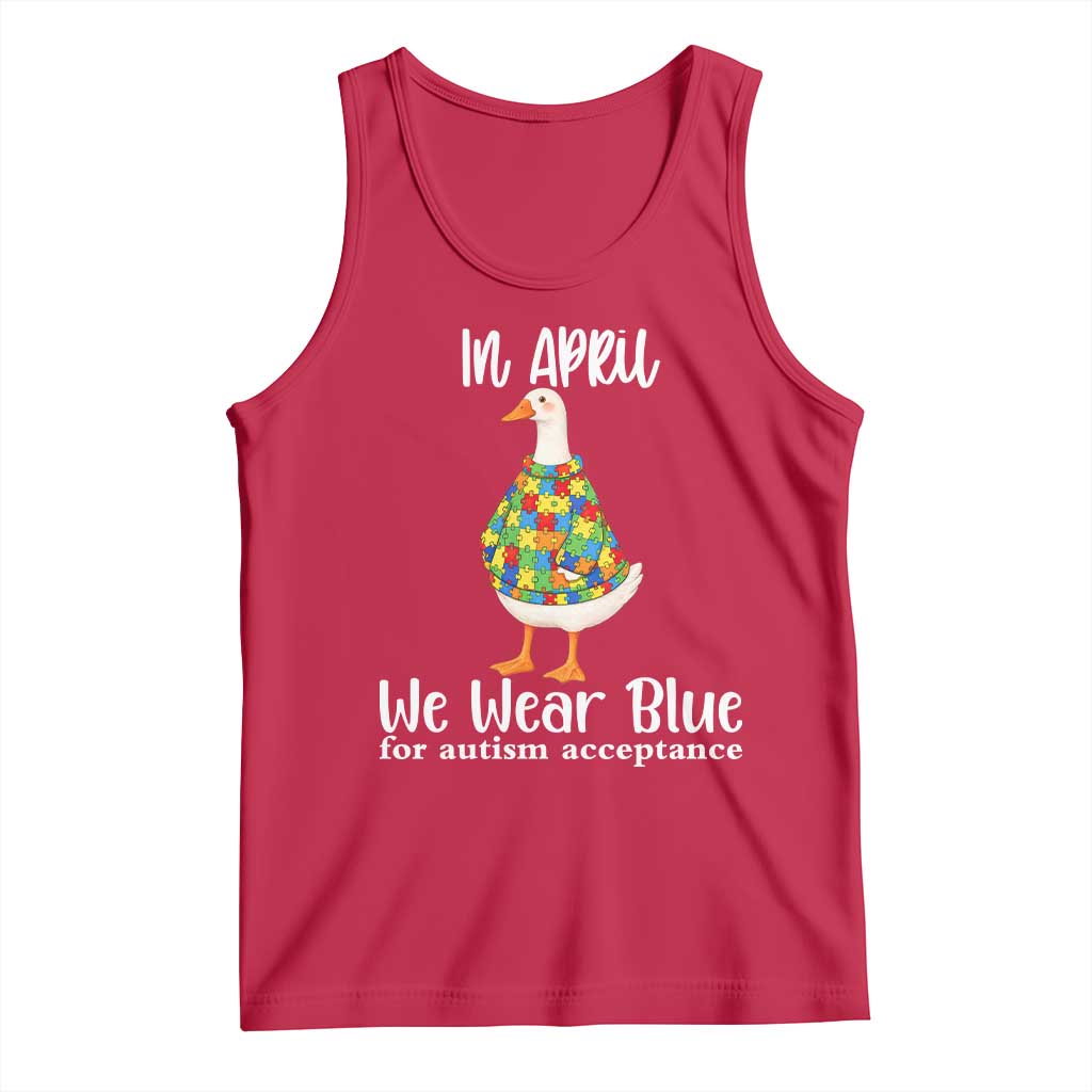 Funny Silly Goose Neurodivergent Support Tank Top In April We Wear Blue For Autism Acceptance