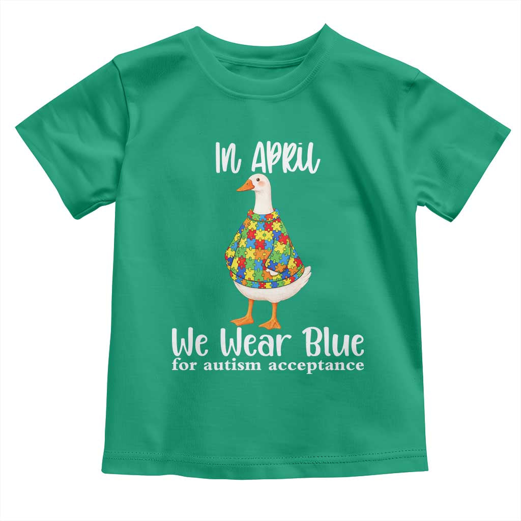 Funny Silly Goose Neurodivergent Support Toddler T Shirt In April We Wear Blue For Autism Acceptance